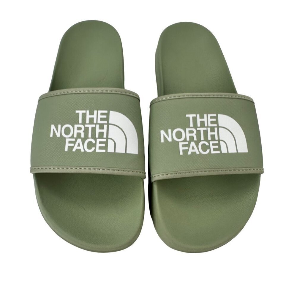 The North Face Olive Green Slide Sandals with White Logo